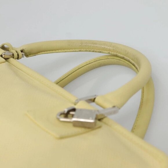 LOEWE Anagram Hand Bag Leather Light Yellow Silver Auth - Picture 9 of 16